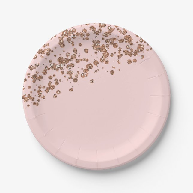 Rose Gold and Pink Paper Plates (Front)