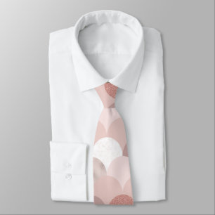 Rose Gold and Pink Tiles Neck Tie