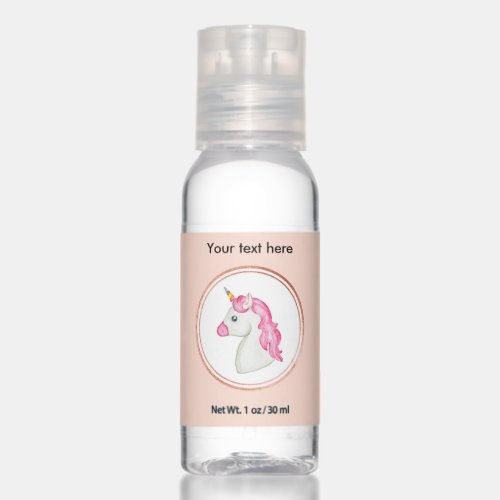 Rose Gold and Pink Unicorn Hairstylist Media Icon Hand Sanitizer
