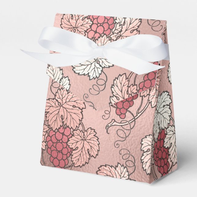 Rose Gold and Pink Wine Themed Favor Boxes (Front Side)
