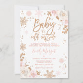 Rose Gold And Pink Winter Baby Shower Snowflake Invitation (Front)