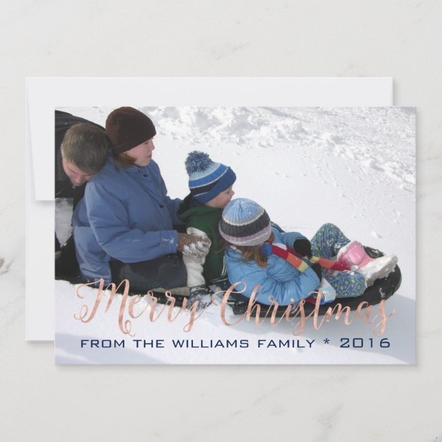 Rose Gold and Red Christmas Knit Holiday Card (Front)