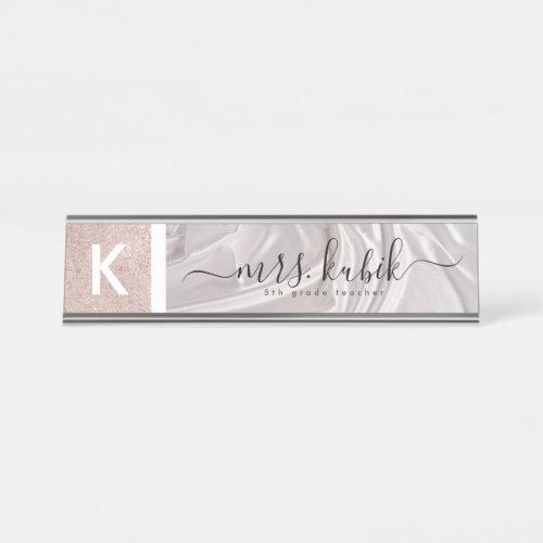 Rose Gold and Satin Personalized Desk Name Plate