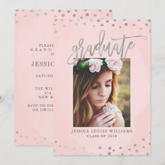 Rose Gold and Silver Graduation Party Invitation