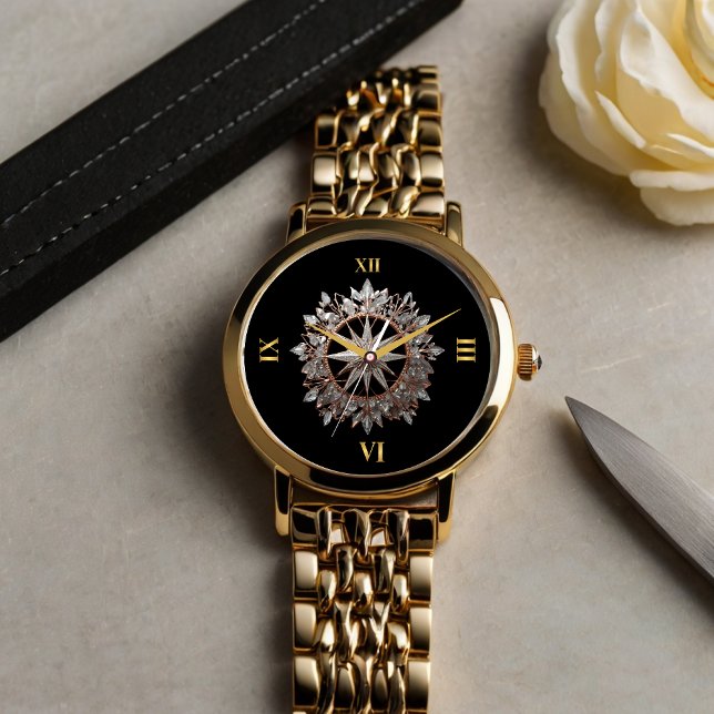 Rose Gold and Silver Star-Shaped Brooch  Watch (Creator Uploaded)