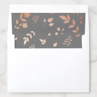 Rose Gold and Slate Gray Floral Envelope Liner