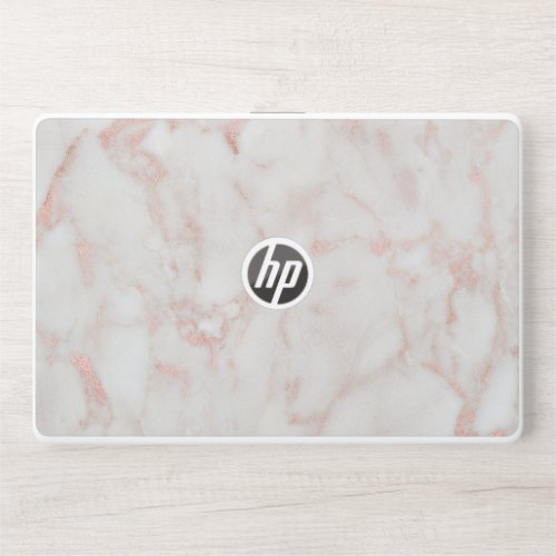 Rose Gold And White Faux Glitter Pattern HP Laptop Skin