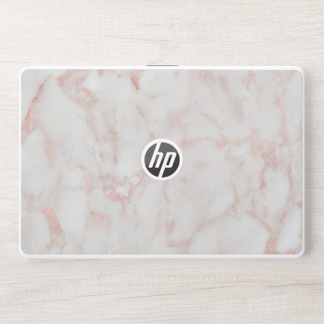Rose Gold And White Faux Glitter Pattern HP Laptop Skin (Front)