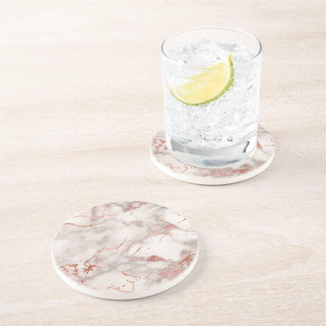 rose gold and white marble sandstone coaster (Side)