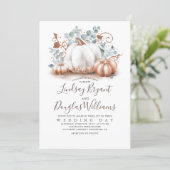 Rose Gold and White Pumpkins Rustic Fall Wedding Invitation (Standing Front)