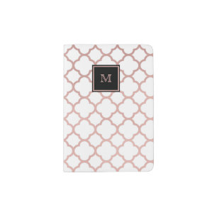 Rose Gold and white quatrefoil Passport Holder