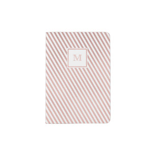 Rose Gold and white striped Passport Holder