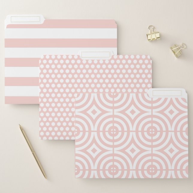 Rose Gold and White Stripes,Dots, and GeoMetric File Folder (Set)