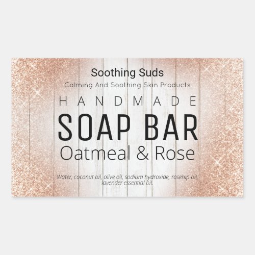 Rose Gold And White Wood Handmade Soap Labels