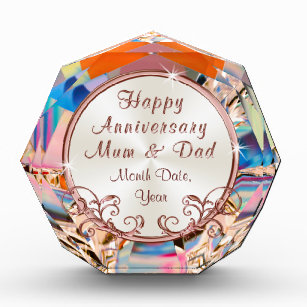 Anniversary Mum And Dad Office School Products Zazzle Rose Gold Anniversary Presents For Mum And Dad Acrylic Award