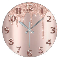 Rose Gold Arabic Number Glitter Drip Blush Glitter Large Clock Rose Gold Arabic Number Glitter Drip Blush Glitter Large Clock
