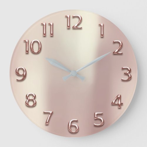 Rose Gold Arabic Number Metallic Blush Pearly Large Clock