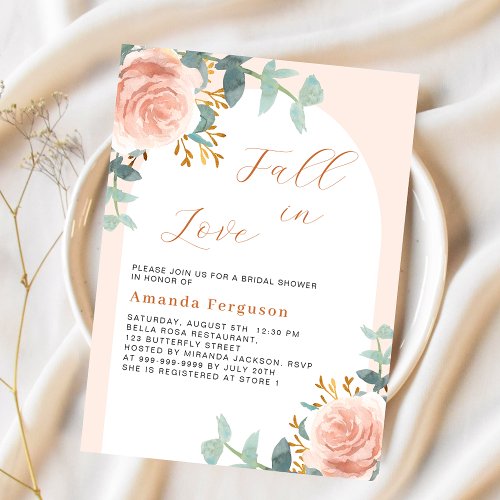 Rose gold arch Fall in Love budget Bridal Shower