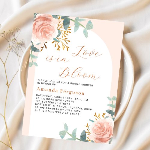 Rose gold arch Love in Bloom budget Bridal Shower