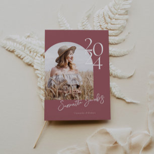 Rose Gold Arch Modern Minimalist Photo Graduation Invitation