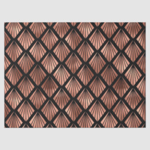 Rose Gold Art Deco Fans on Black Decoupage Tissue Paper