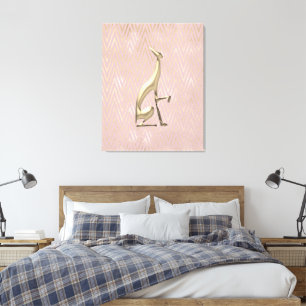Rose Gold Art Deco Greyhound Stretched Canvas Print