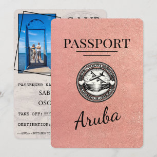 Rose Gold Aruba Passport Save The Date
