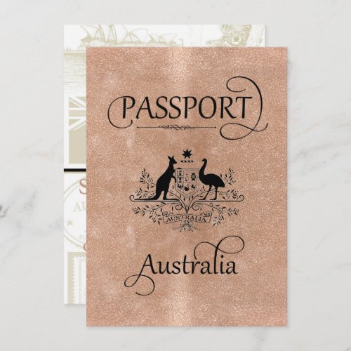 Rose Gold Australia Passport Save the Date