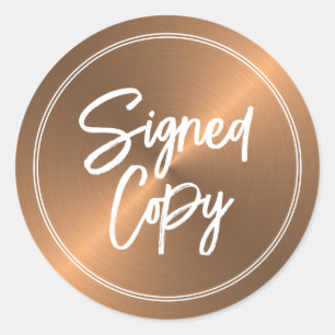 Rose Gold, Author's "Signed Copy" Book Signing Classic Round Sticker