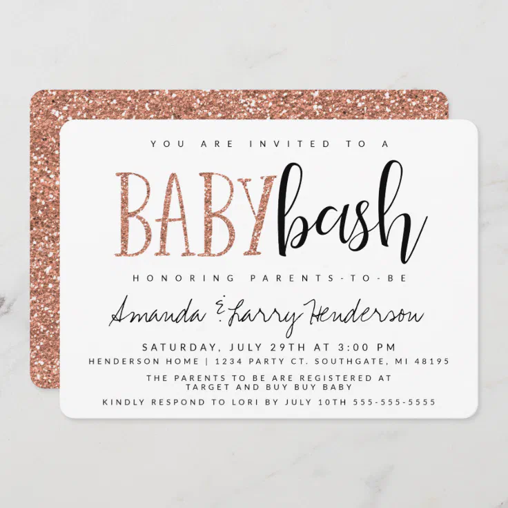 Rose Gold Baby Bash Couples Baby Shower Invitation Zazzle