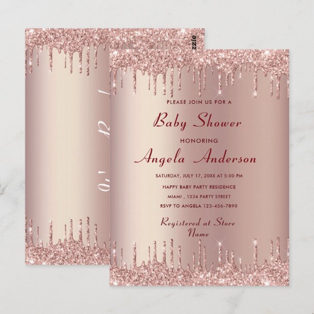 Rose Gold Baby Boy Shower Invitation Template Postcard (Front/Back)