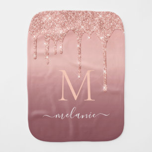 Rose Gold Baby Burp Cloth Personalized Name Letter
