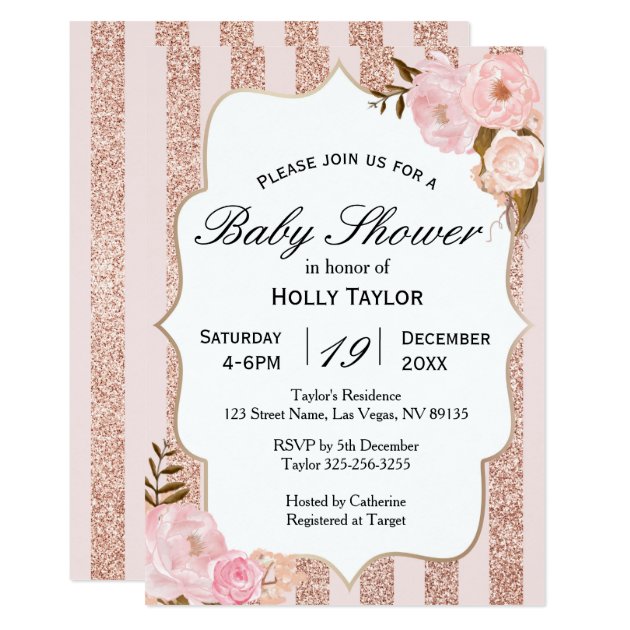 baby shower invitations rose gold