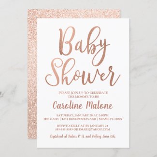 Rose Gold Baby Shower Invitations for a Girl