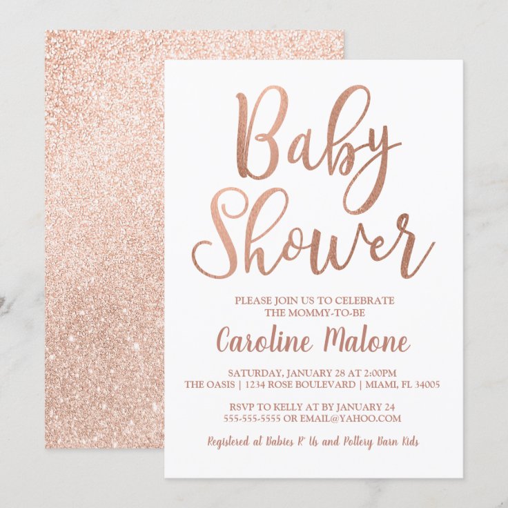 Rose Gold Baby Shower Invitation Zazzle