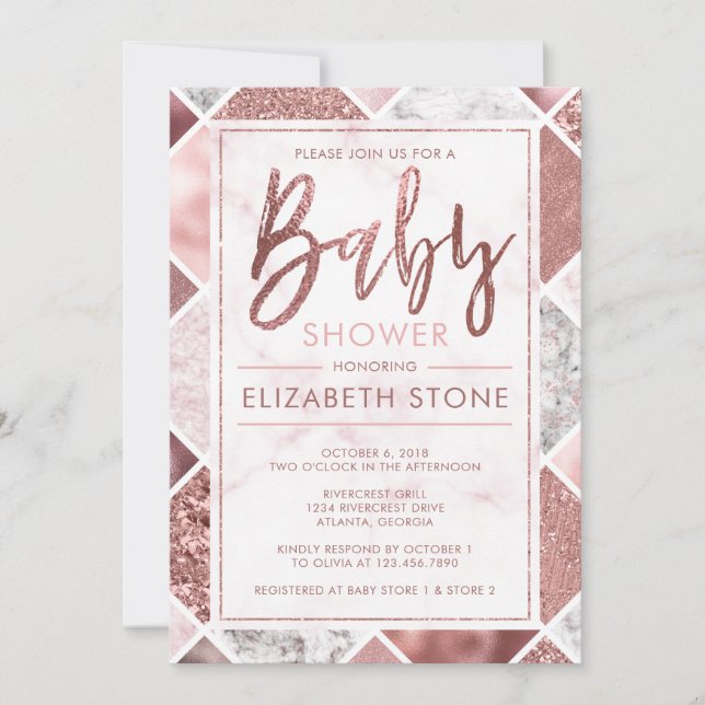 Rose Gold Baby Shower Invitation (Front)