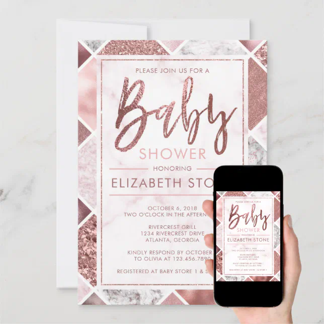 Rose Gold Baby Shower Invitation Zazzle