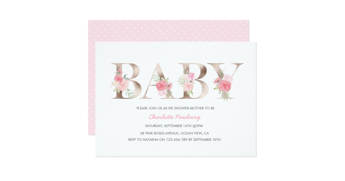 Rose gold Baby Shower Invitation