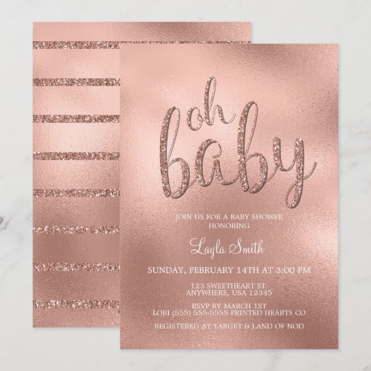 Rose Gold Baby Shower Invitation Baby Girl