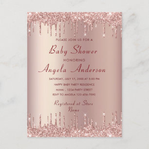 Rose Gold Baby Shower Invitation Card