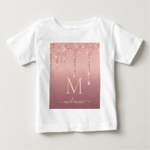 Rose Gold Baby T-Shirt with Custom Letter Name