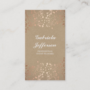 Rose Gold Baby's Breath Floral Vintage Elegant Business Card