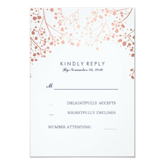 Rose Gold Baby's Breath Wedding RSVP Cards