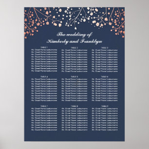 Rose Gold Baby's Breath Wedding Seating Chart
