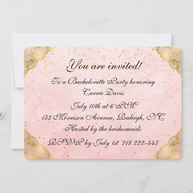 Rose Gold Bachelorette Party Invitation (Front)