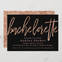 Rose Gold Bachelorette Party Invitation Glitter