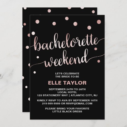 Rose Gold Bachelorette Weekend with Itinerary Invitation