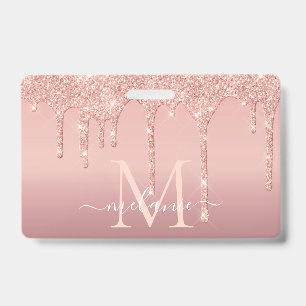 Rose Gold Badge Template with Custom Name Letter