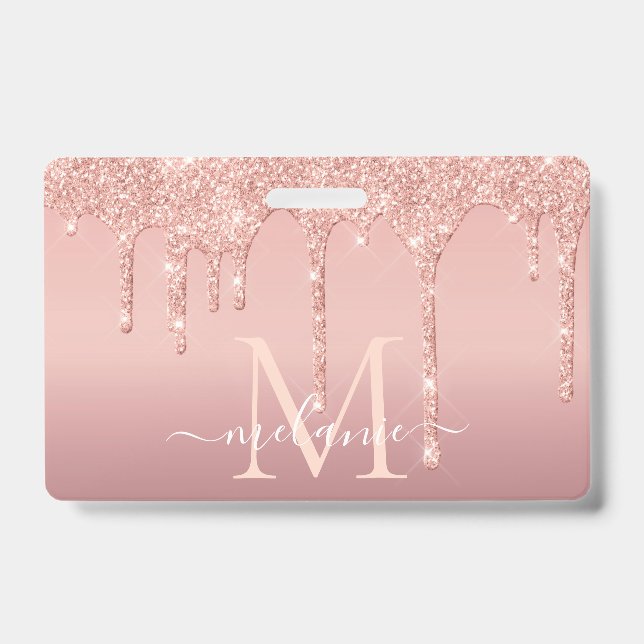 Rose Gold Badge Template with Custom Name Letter (Front)
