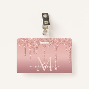 Rose Gold Badge Template with Custom Name Letter
